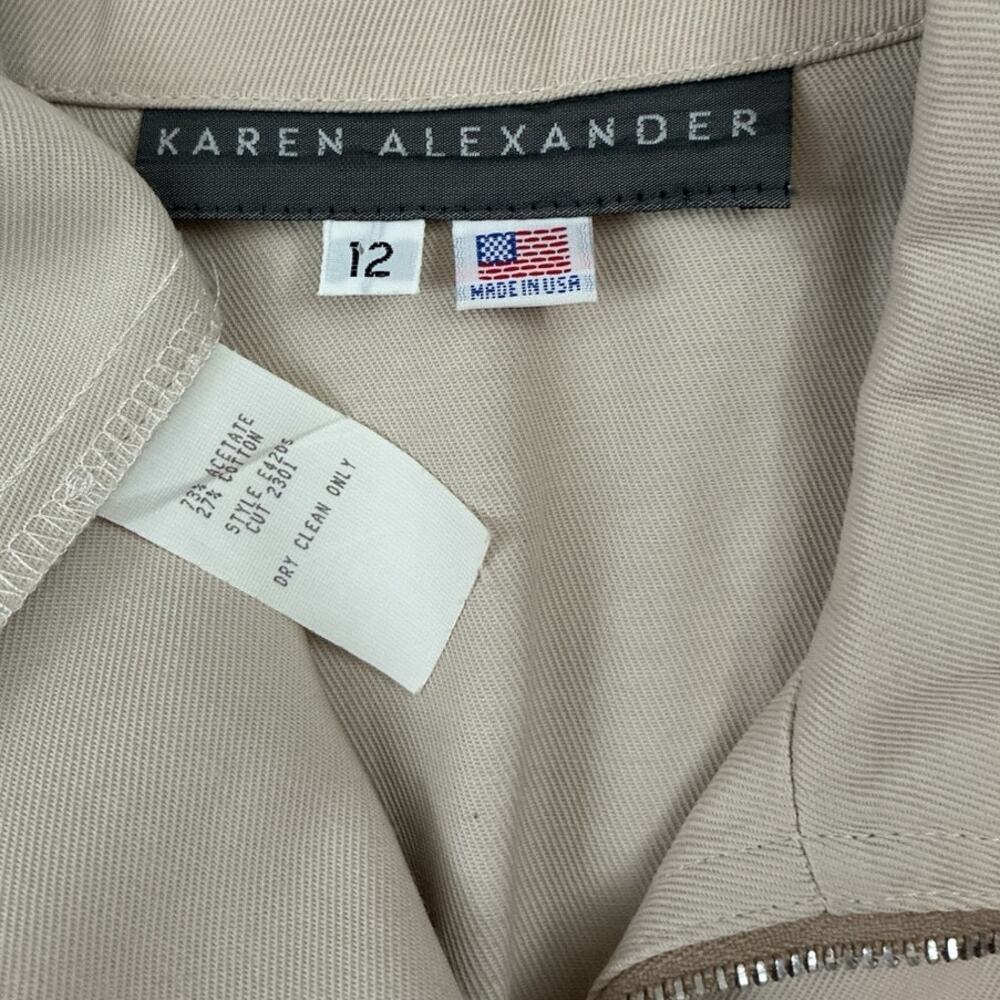 Karen Alexander vintage khaki full zip trench dress size 12 - Picture 14 of 15